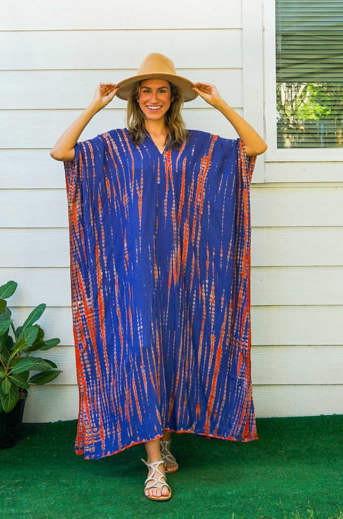 Sunset Flame Tie-Dye Kaftan