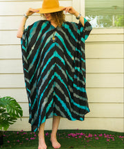 Emerald Wave Tie-Dye Kaftan