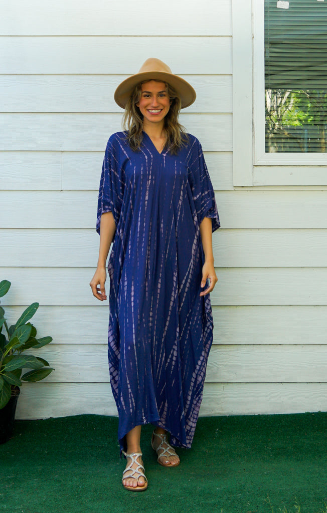 Midnight Indigo Tie-Dye Kaftan