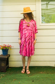 Pink Ripple Waves Midi Dress