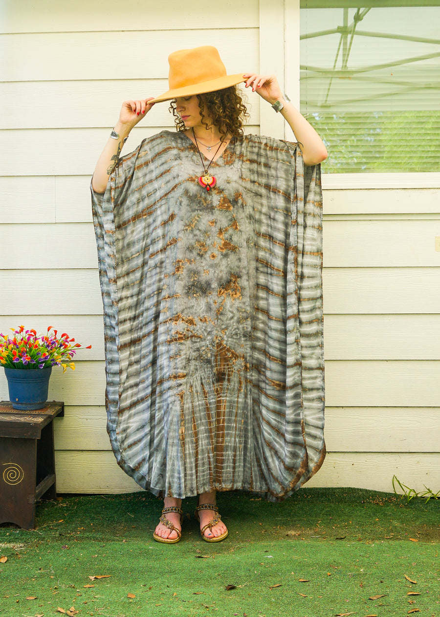 Earth Mist Tie-Dye Kaftan Dress