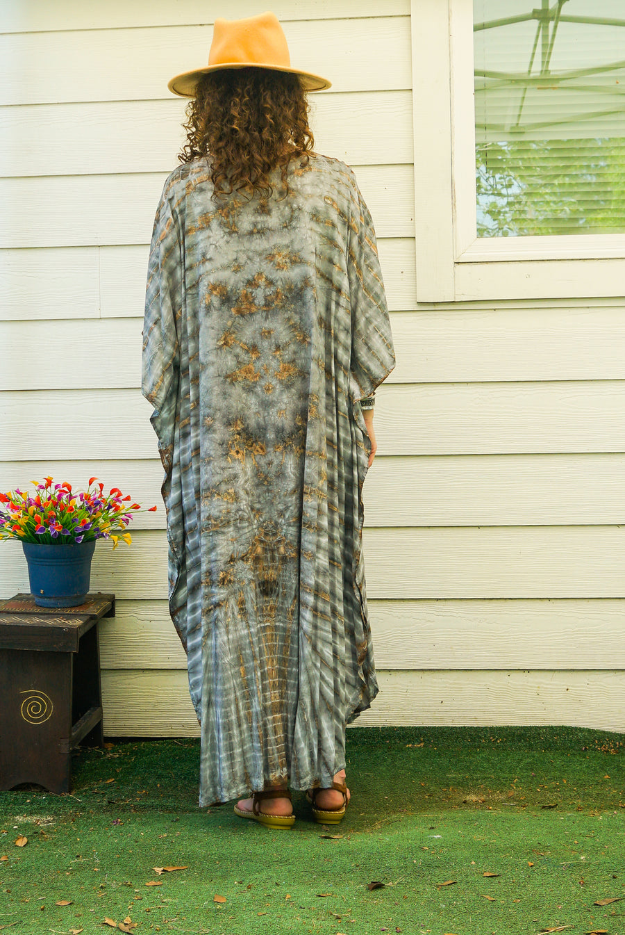 Earth Mist Tie-Dye Kaftan Dress