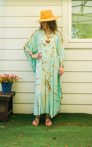 Seafoam Drift Hand-Dyed Kaftan Dress