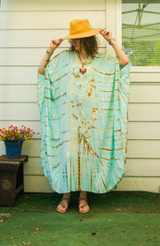 Seafoam Drift Hand-Dyed Kaftan Dress