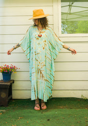 Seafoam Drift Hand-Dyed Kaftan Dress