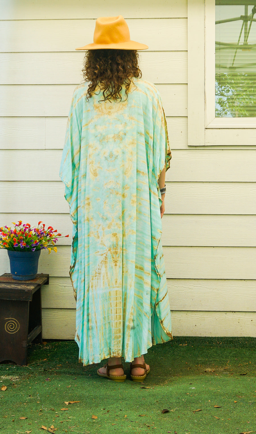Seafoam Drift Hand-Dyed Kaftan Dress