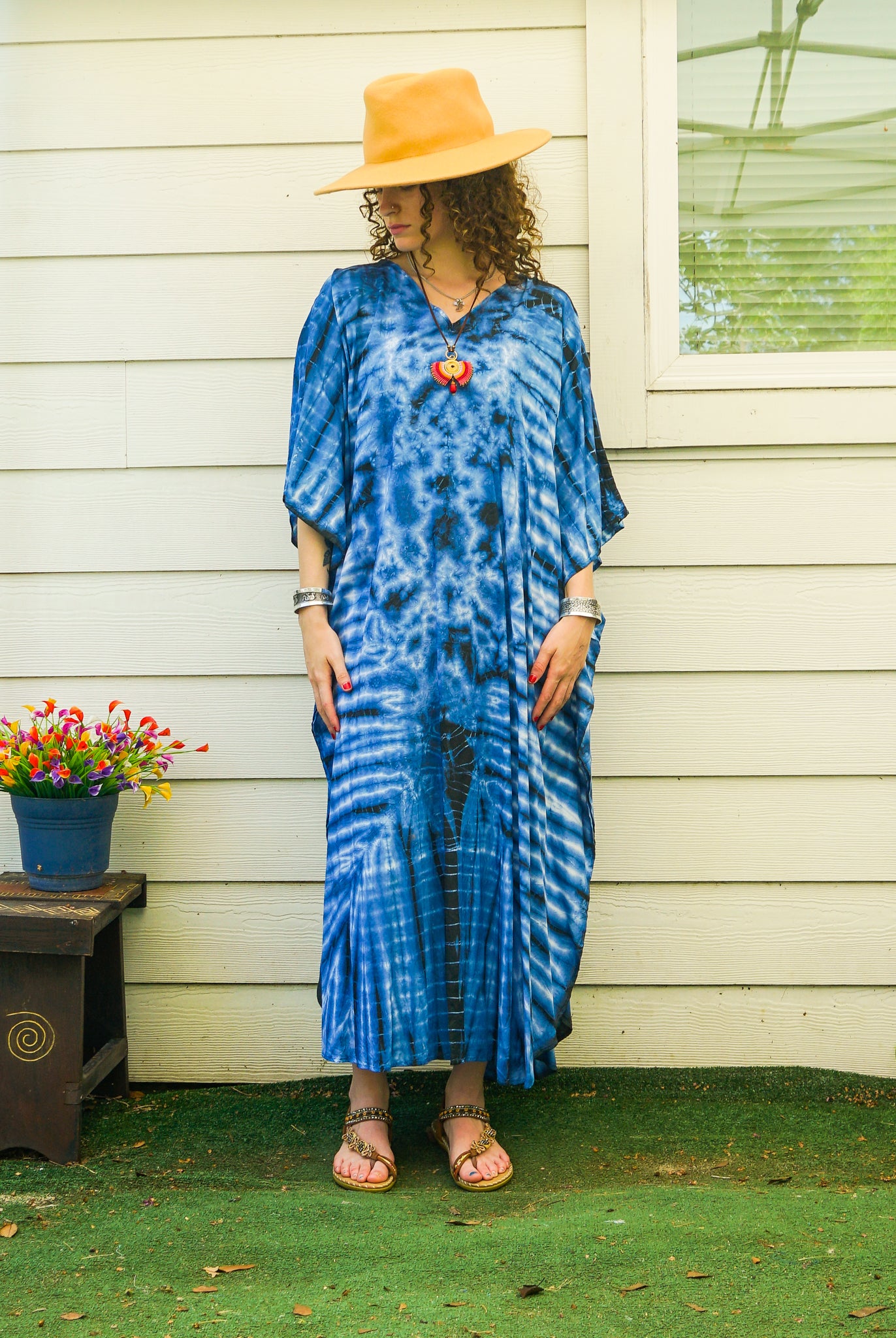 Ocean Wave Hand-Dyed Kaftan Dress