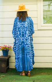 Indigo Drift Tie-Dye Kaftan Dress