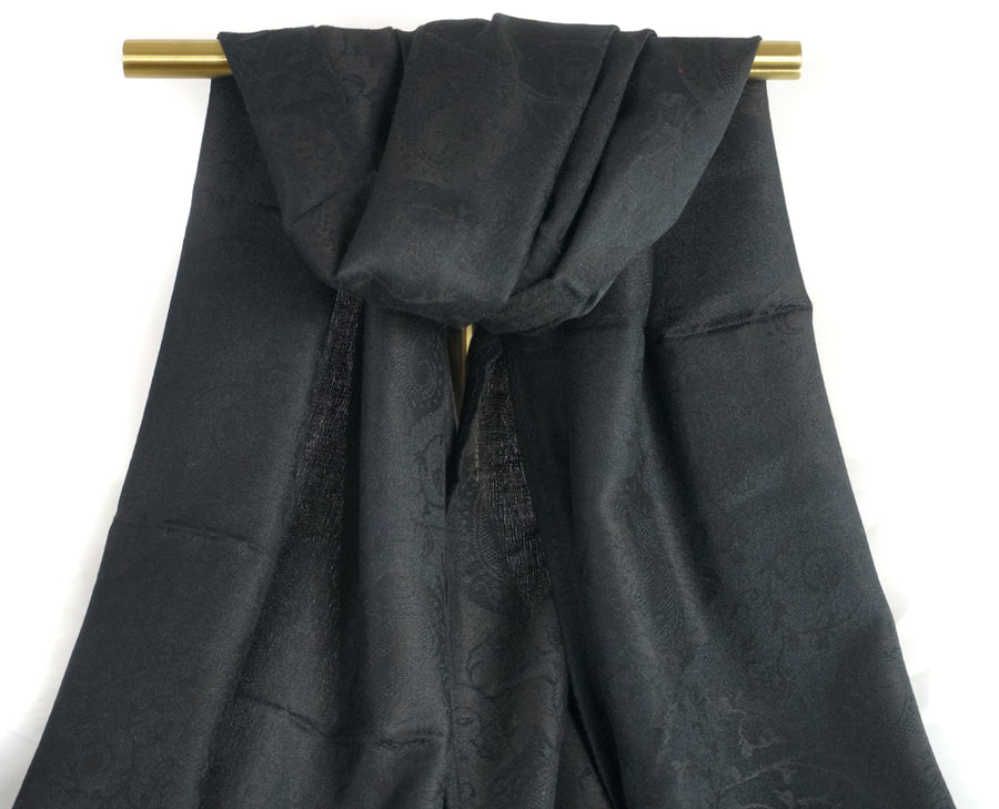 Black Royal Paisley Pashmina Scarf Bohemian Shawl