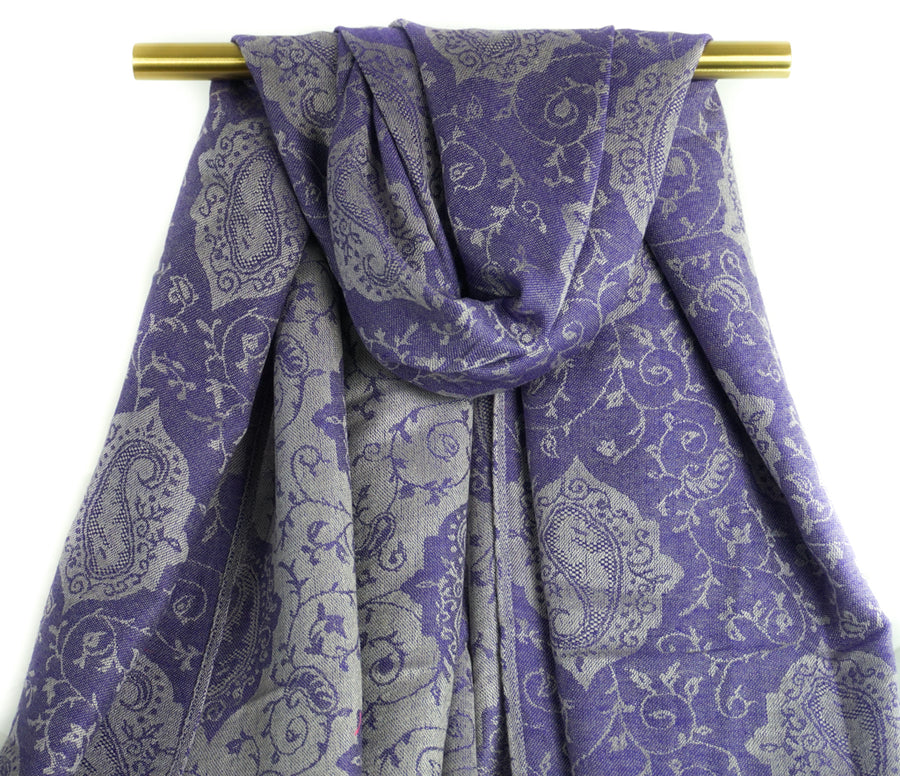 Lavender Royal Paisley Pashmina Scarf Bohemian Shawl