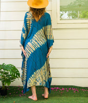 Indigo Stripe Tie-Dye Kaftan