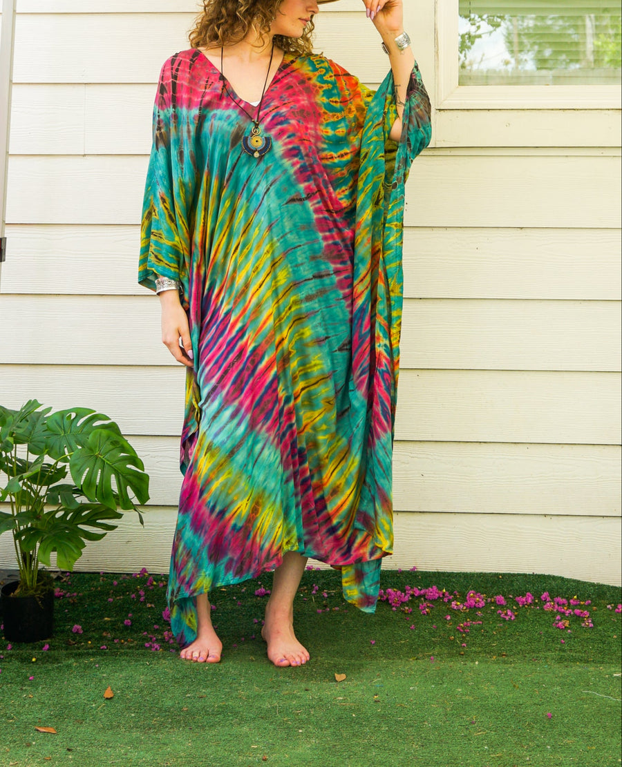 Tropical Whirl Tie-Dye Kaftan