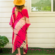Fuchsia Wave Tie-Dye Kaftan
