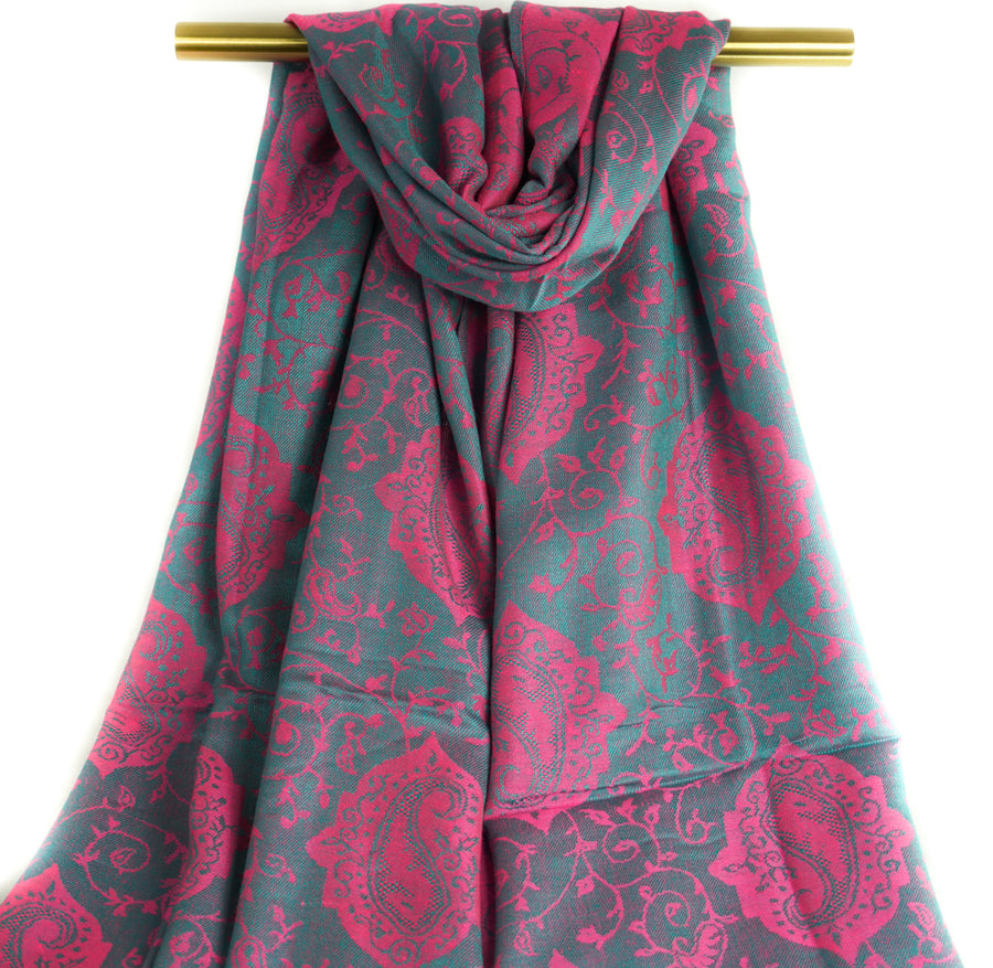Magenta Pink Royal Paisley Pashmina Scarf Bohemian Shawl