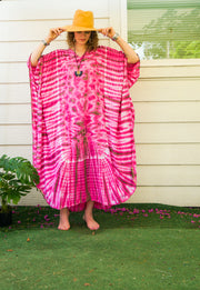 Fuchsia Radiance Tie-Dye Kaftan