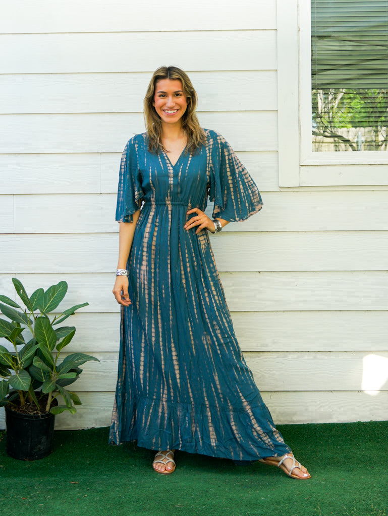 Ocean Sky Maxi Tie Dye Tiered Dress