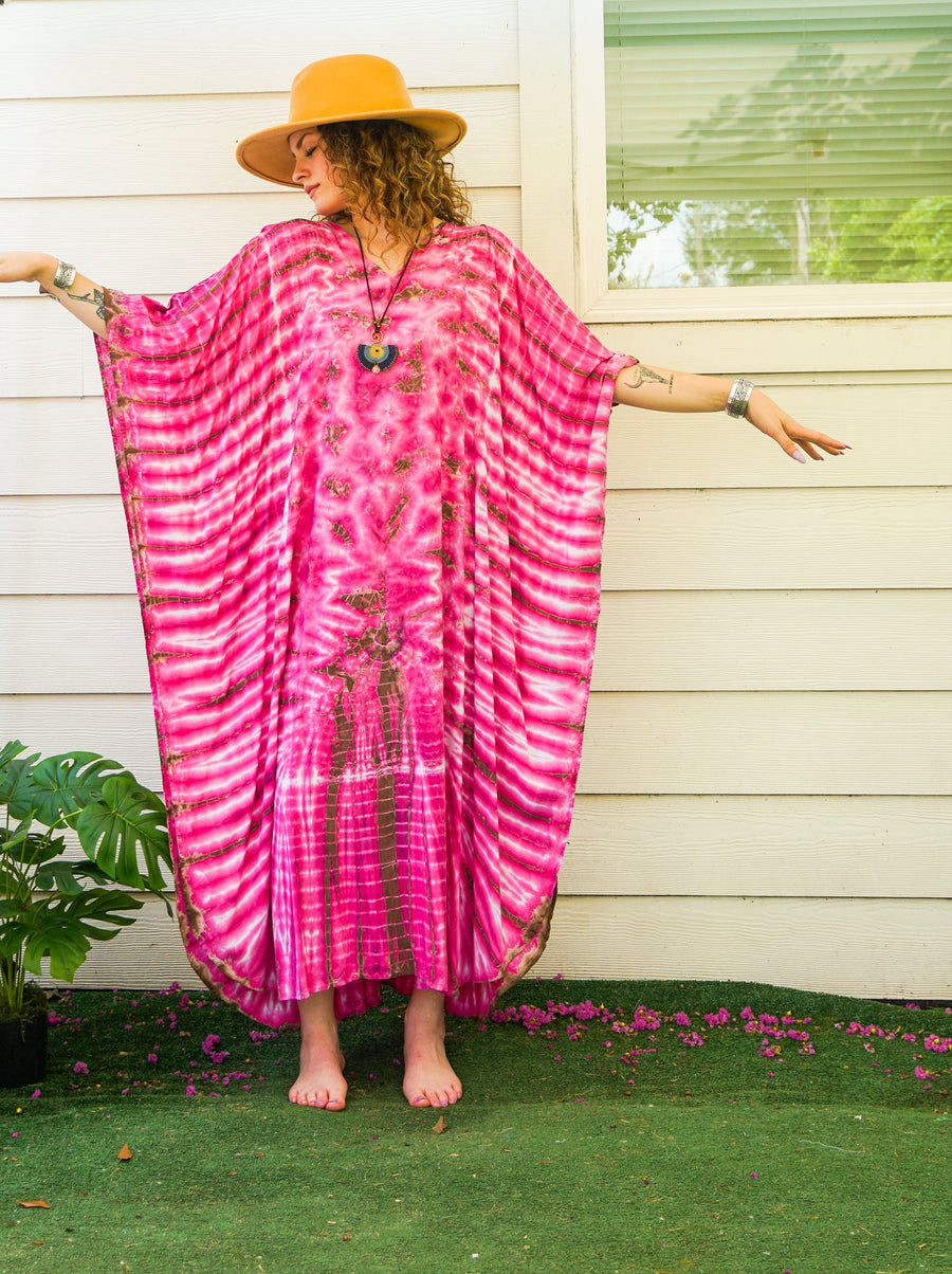 Fuchsia Radiance Tie-Dye Kaftan