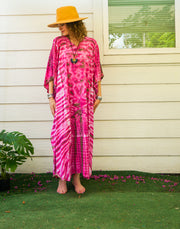 Fuchsia Radiance Tie-Dye Kaftan