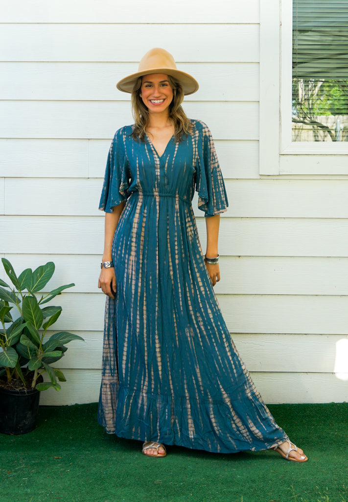 Ocean Sky Maxi Tie Dye Tiered Dress