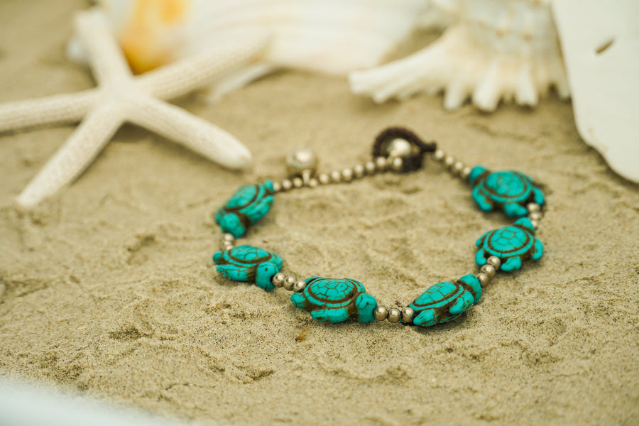 Turquoise Sea Turtle Beaded Bracelet