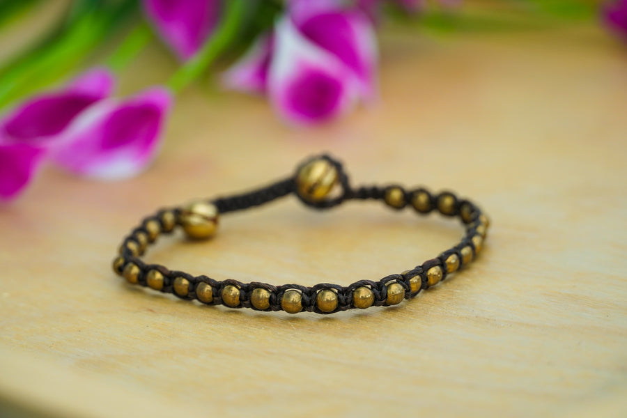 Minimal Brass Beaded Bracelet