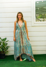 Ocean Mist Hand Dyed Goddess Boho Maxi Dress