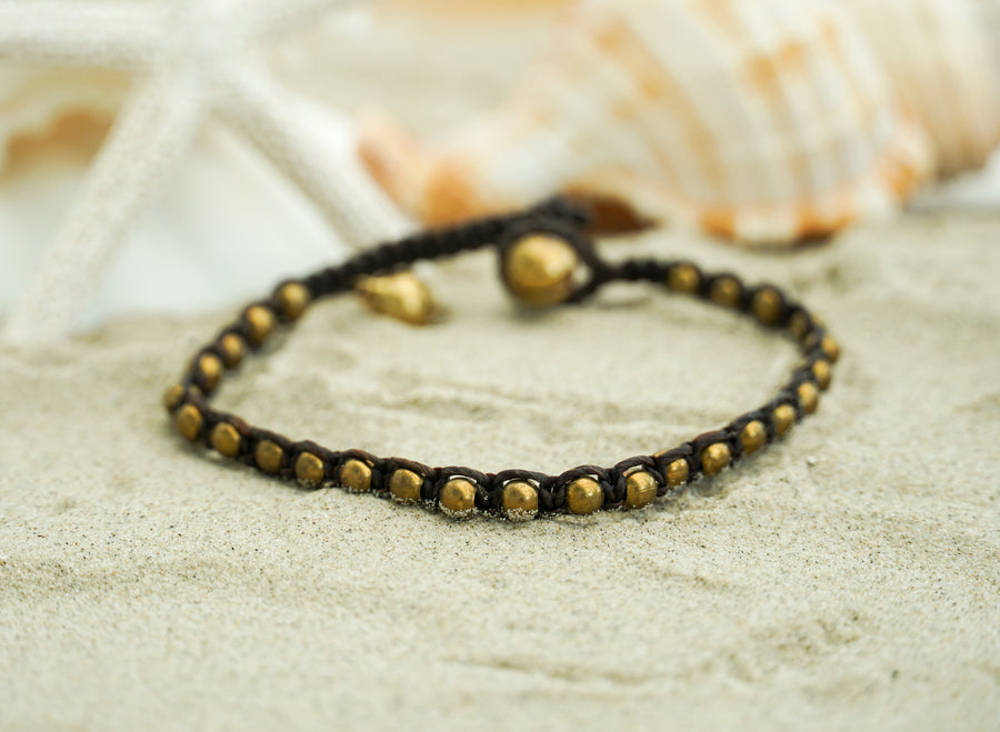Minimal Brass Beaded Bracelet