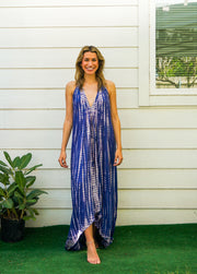 Indigo Waves Hand Dyed Boho Maxi Dress