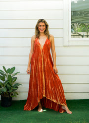 Amber Glow Tie-Dye Maxi Dress