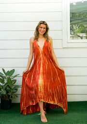 Amber Glow Tie-Dye Maxi Dress