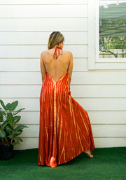 Amber Glow Tie-Dye Maxi Dress