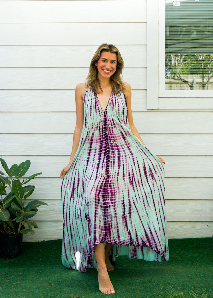 Mint Plum Breeze Tie Dye Maxi Dress