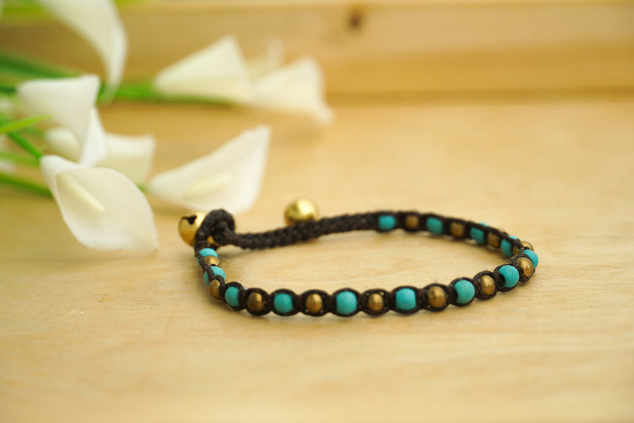 Turquoise & Gold Beaded Bracelet