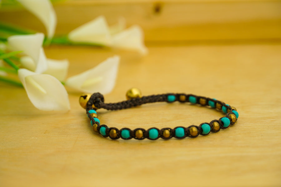 Turquoise & Gold Beaded Bracelet