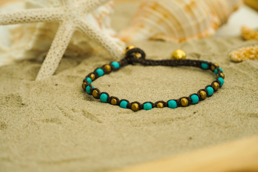 Turquoise & Gold Beaded Bracelet
