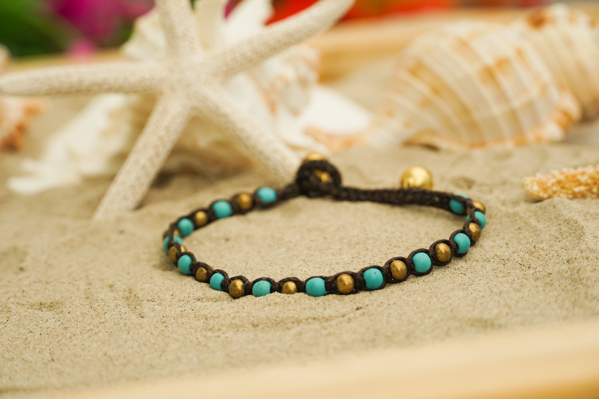 Turquoise & Gold Beaded Bracelet