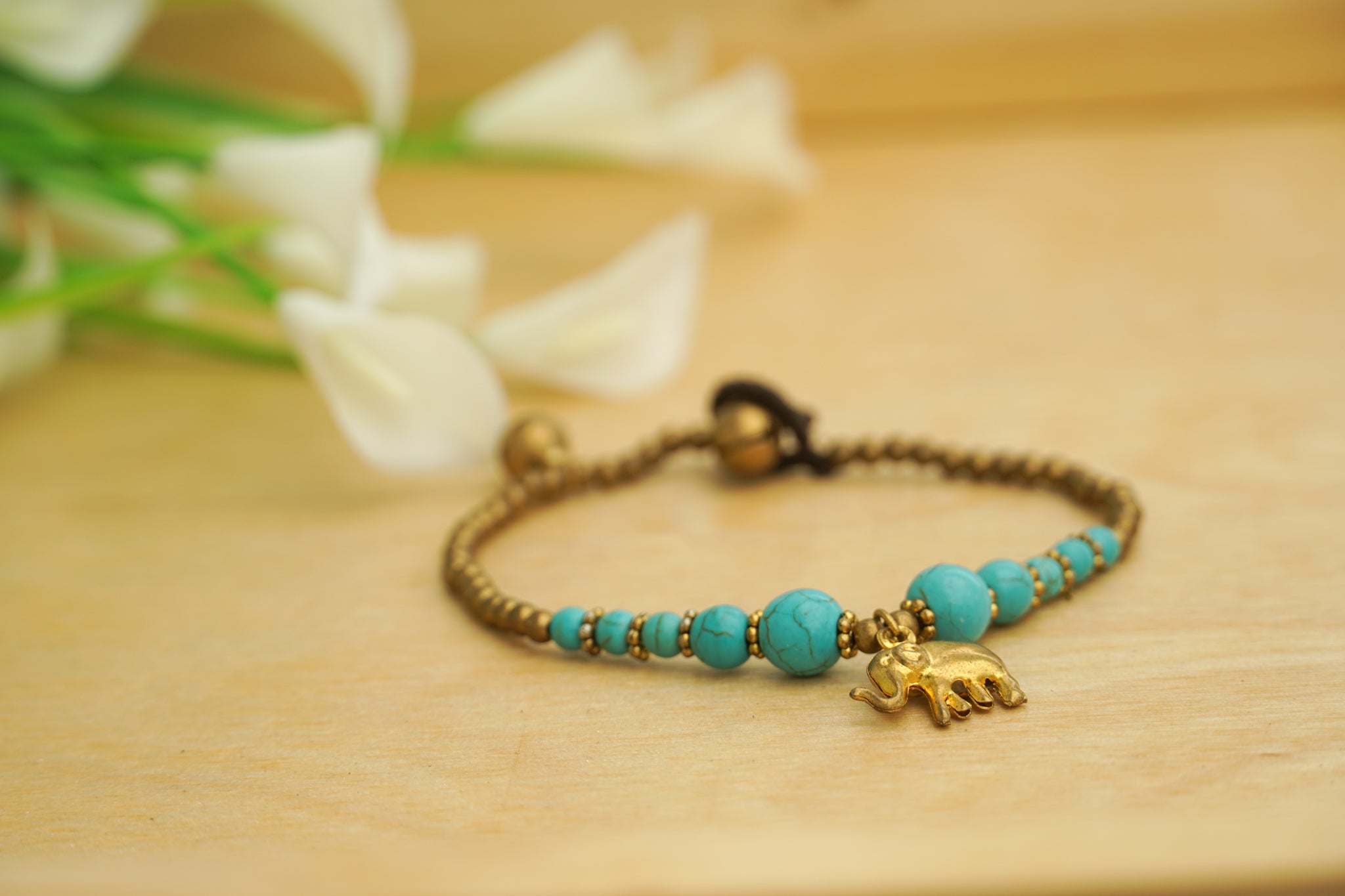 Turquoise Elephant Charm Bracelet