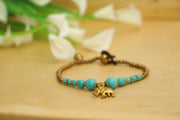 Turquoise Elephant Charm Bracelet