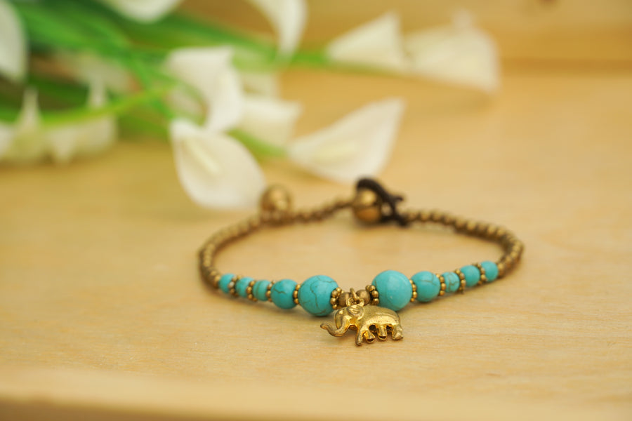 Turquoise Elephant Charm Bracelet