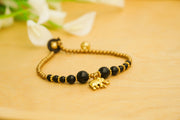 Black & Gold Elephant Charm Bracelet