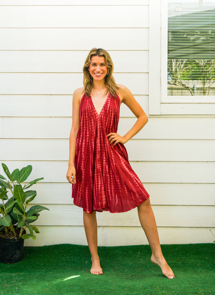 S9819- Shibori Tie Dye Boho Short Dress