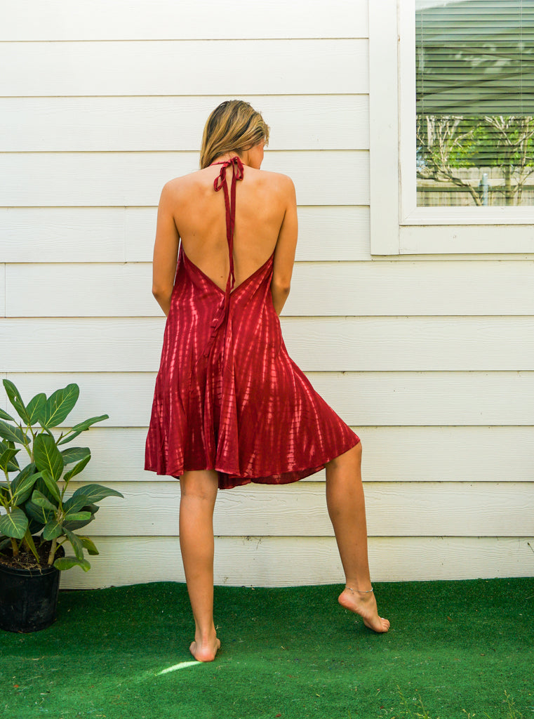 S9819- Shibori Tie Dye Boho Short Dress