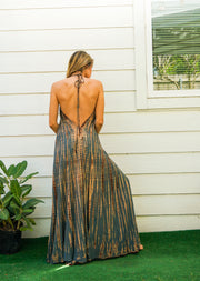Earthy Forest Green Tie Dye Maxi Dress