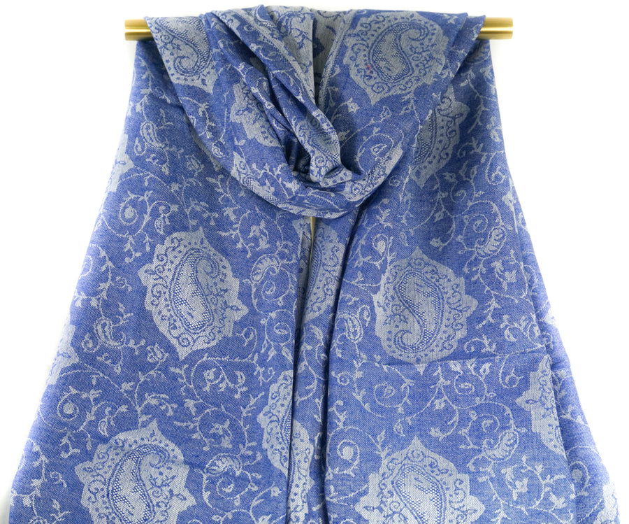 Royal Blue Paisley Pashmina Scarf Bohemian Shawl