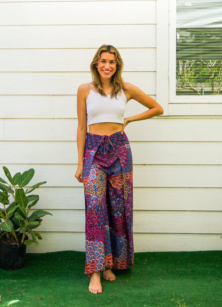 Peacock Jewel Palazzo Wrap Pants