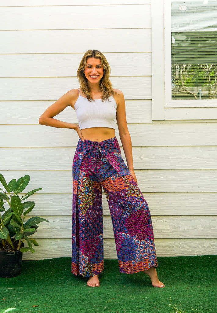 Peacock Jewel Palazzo Wrap Pants