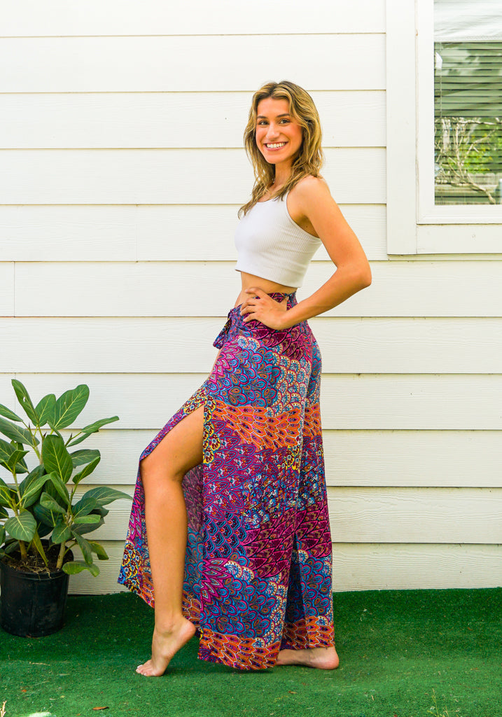 Peacock Jewel Palazzo Wrap Pants