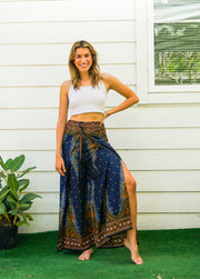 Enchanted Peacock Palazzo Wrap Pants