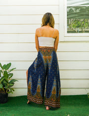 Enchanted Peacock Palazzo Wrap Pants