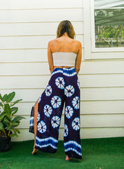 Blue Shibori Palazzo Wrap Pants